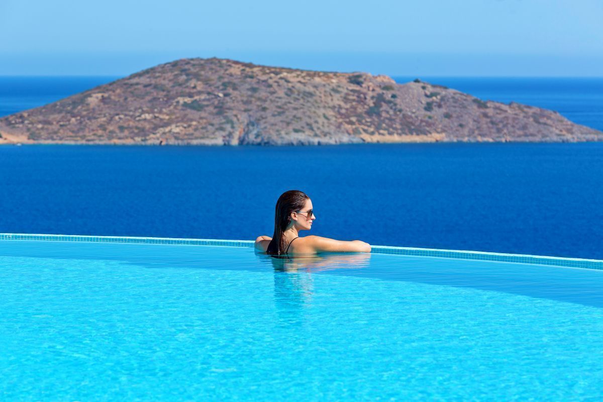 Elounda Gulf Villas, view from the pool. Photo source: Everty