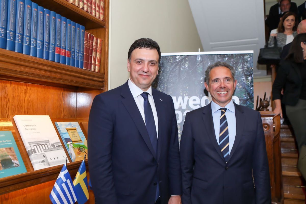 Greek Tourism Minister Vassilis Kikilias and Ambassador of Sweden to Greece Johan Borgstam.