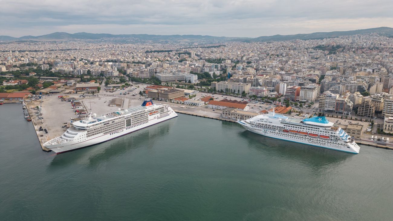On Sunday, June 4, Thessaloniki welcomed two cruise ships at the same time, in two different passenger terminals, as the port's second terminal commenced operations. Photo source: ThPA SA
