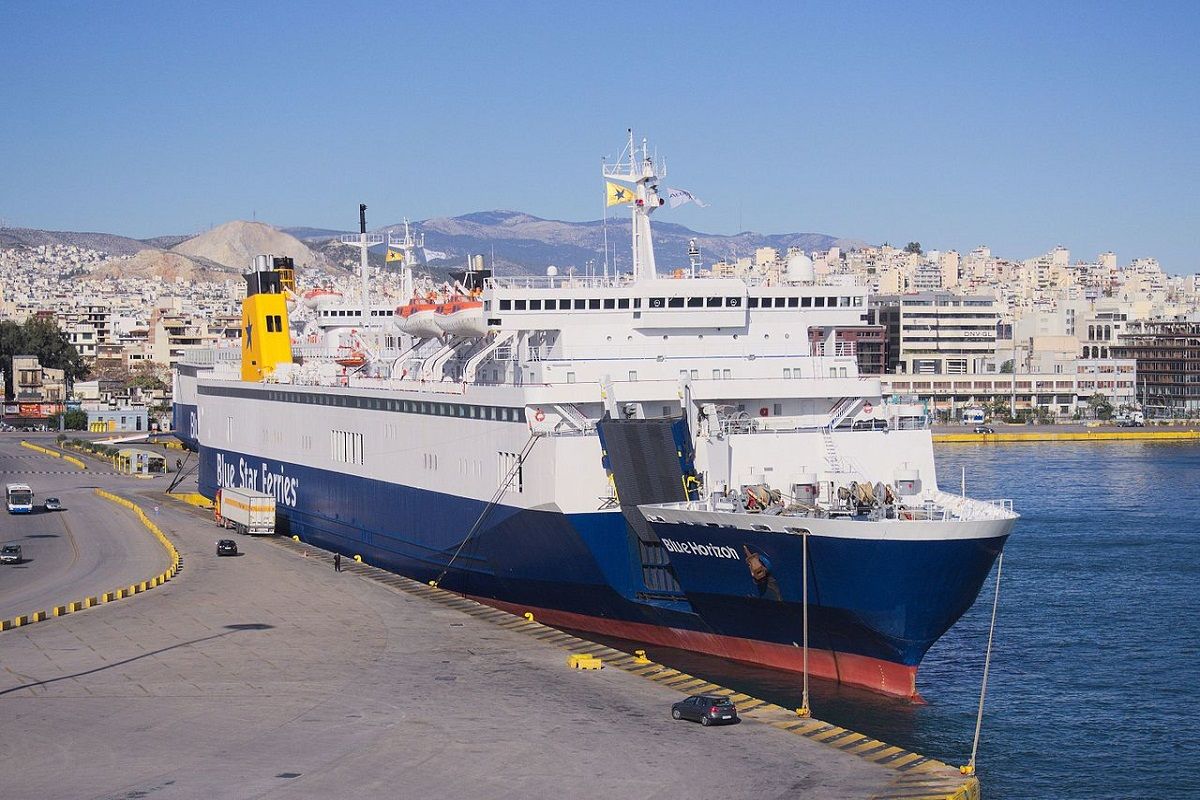 The Blue Horizon ferry at Piraeus port.