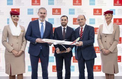 Dimitris Fragakis, GNTO’s Secretary General; Adnan Kazim, Emirates Deputy President, and Chief Commercial Officer; and Thierry Aucoc, Emirates’ Senior Vice President, Commercial Operations, Europe. Photo source: GNTO