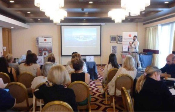 TTO Marketing Director Grigoris Toulias presenting Thessaloniki at the B2B Travel &amp; MICE Event Athens 2024 event.
