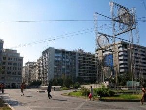 The infamous Omonia Square in the center of Athens.