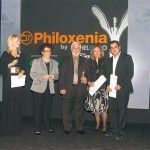 The Limneon Resort & Spa won a Morpheas award in the "Best Mountain/Country Hotel" category at Philoxenia. From left: Emy Livaniou, Greek TV hostess; Mary Nikolaidou, human resources director of Groupama Phoenix; Ioannis Kelesidis, manager of Avaris Hotel in Karpenissi; Mariana Vikopoulou, manager of Anavolios Hotel in Pelion; and Konstantinos Smaropoulos, manager of the Limneon Resort & Spa-Golden.