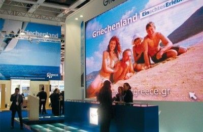 The award-winning GNTO stand received much admiration during the exhibition. It included a walk-through video projection tunnel showing Greek scenery and a mezze and wine- tasting corner.
