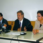 Prefect of Kozani, Giorgos Dakis, and general secretary of the Region of Western Macedonia, Andreas Leoudis, at a press conference on the region's plans to become an all-year-round destination. Mr. Leoudis announced that the initial estimated budget for the prefecture's fourth ski center—to be constructed within the Pieria Mountains, northwest of Olympus—of some 30 million euros has gone up to 100 million euros. The ski center will be located at the Velvedou site.