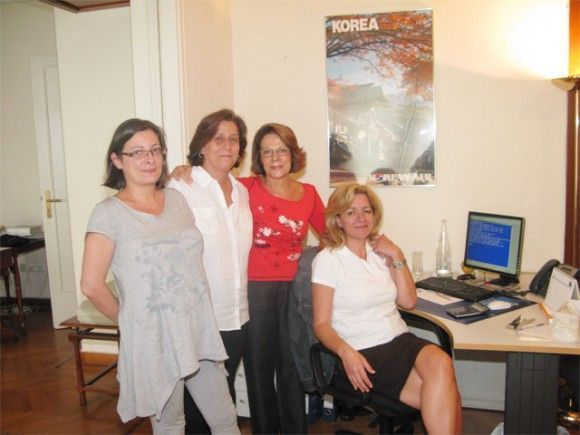 Katia Charokopou (third from left) with the Danae Airlines team. From left: Ioanna Kalyva, reservations and ticketing department; Sofia Sotiropoulou, Danae Airline's new agency manager; and Vicky Dimitrakopoulou, reservations and ticketing supervisor.