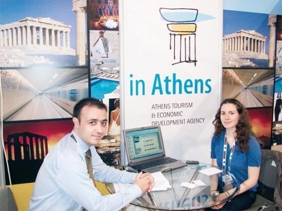 Manolis Psarros, manager of the tourism development In Athens and Danae Kefaloyiannis, representative of the In Athens team.