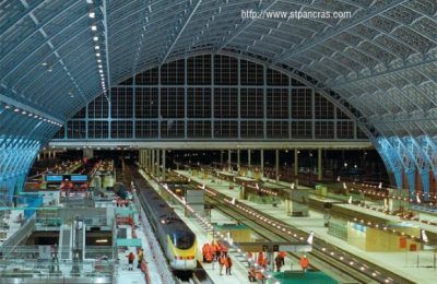 Renovation of St.Pancras train station, in central London, to suit requirements of the Eurostar train that will commence its route next month.