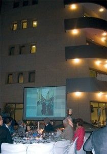 Guests at the inauguration were treated to a slideshow of the life of Mr. Fountas, with the new premises in the background.