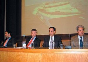 Aegean's Georgos Dikos, Sea Containers' Peter Walker, Aegean's president Georgos Zissimopoulos and its managing director, Yiannis Tsavaras.
