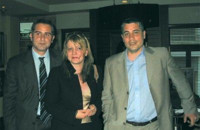 TAROM's commercial manager, Roger Gatt; TAROM's manager for Greece, Anna Maria Ardelean; and Club Med's commercial manager for Greece, Robert Gatt, at an event the airline held to celebrate the opening of its offices in Greece.