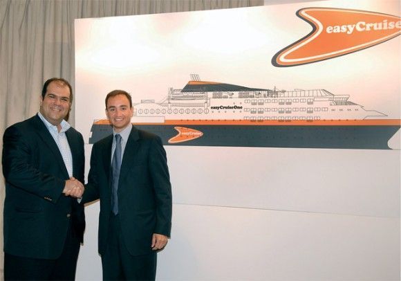 EasyCruise's Stelios Haji-Ioannou with Ioannis Tavoularis of Neorion Holdings making plans for the future.