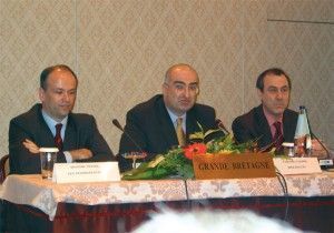 Ioannis Retsos, Giorgos Tsakiris and Loukas Douvas of EXA at last month's general assembly meeting.