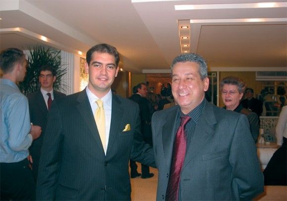 Alexandros Vassilikos of the Airotel group, owner of the Stratos Vassilikos, with GTP's Stefanos Tsimopoulos during the opening celebrations of the Stratos Vassilikos.