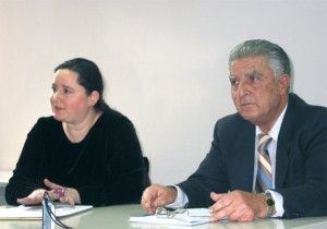 Maria Daskalantonaki, president of Tourism Research Institute and board member of Greece's biggest hotel chain, Grecotel, with Professor Panayiotis Pavlopoulos, head of research for the institute.