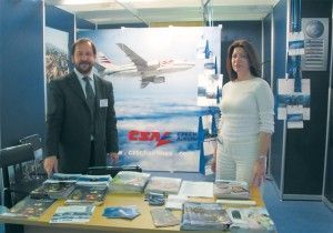 Czech Airlines' sales manager for Greece, Jerry Spyropoulos, and the airline's operation's manager, Angela Gerakiou, welcomed a number of professionals to the stand interested in checking out the possibilities of package travel to the Czech Republic. CSA is a SkyTeam alliance member.