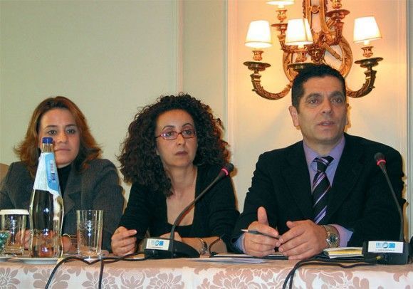 Anna Kogiou and Giorgos Karachristos of MACT S.A. fielding questions at last month's press conference.