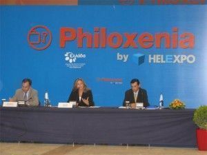 Helexpo's president Aristotelis Thomopoulos; Deputy Minister for Culture and Tourism Angela Gerekou; and coordinator Aris Mousouris at this year’s press conference.